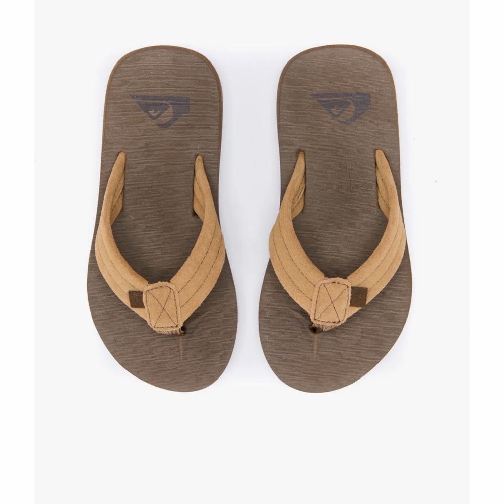 Quiksilver Carver Suede Strap Flip Flops - Kids Size 2 (8” long)